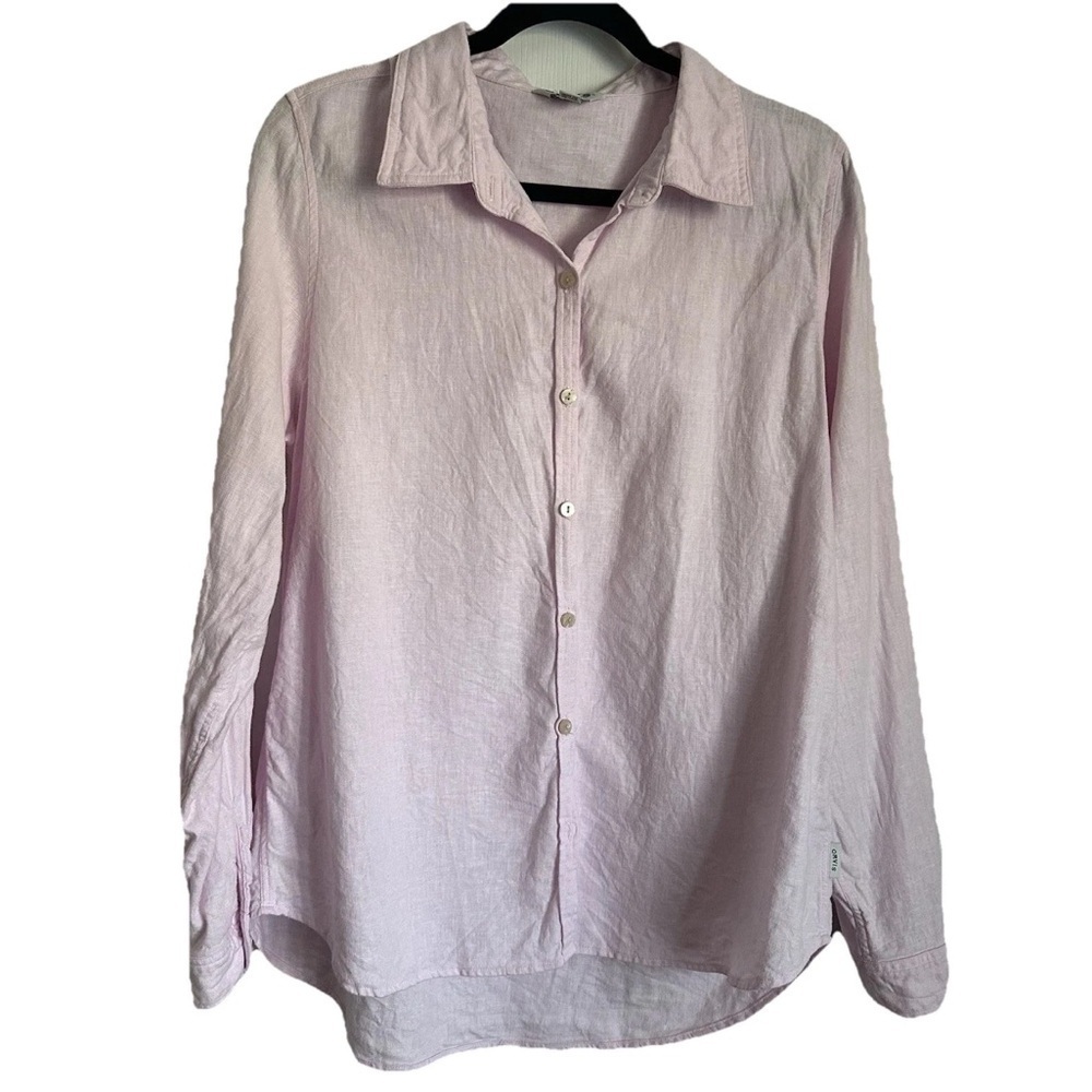 Orvis Classic Womens Collection Linen Blend Button Up Sz XL Preppy Casual Comfy